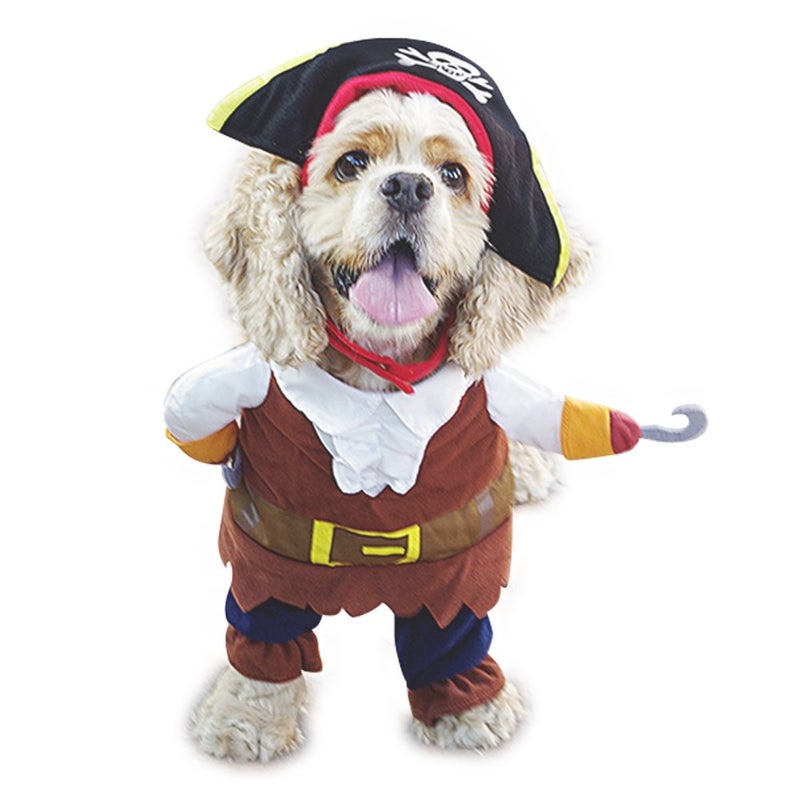 Mikayoo Pet Costume Fashion Pirates of The Caribbean Style Clothes Halloween Suit with a Hat Costume Apparel for Dog & Cat (M) - Image 1